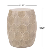 Outdoor lightweight concrete side table by Noble House featuring a natural finish, suitable for patio or garden decor.