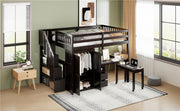 Loft Bed With Stairs, Bookshelf, Drawers, Desk & Wardrobe, Space Saving Multifunctional Furniture - R&R Furniture Gallery (Fountain Valley, CA)