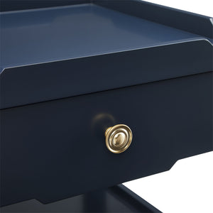 Foley - 1 Drawer Nightstand With Pull - Dark Blue