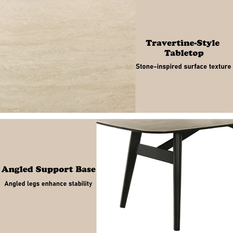 Lark - Dining Table - Travertine / Black - R&R Furniture Gallery (Fountain Valley, CA)