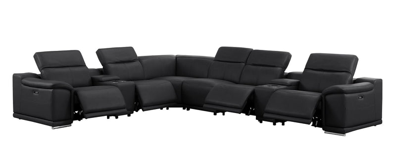 2679 - 8-Piece L-Shaped Power Reclining Sectional In Genuine Leather (4 Recliners)