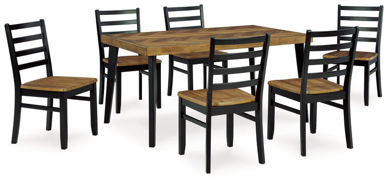Blondon - Rectangular Drm Table Set (Set of 7) - Brown / Black - R&R Furniture Gallery (Fountain Valley, CA)