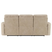 Elison - Motion Sofa - Dark Beige Polish Microfiber - R&R Furniture Gallery (Fountain Valley, CA)