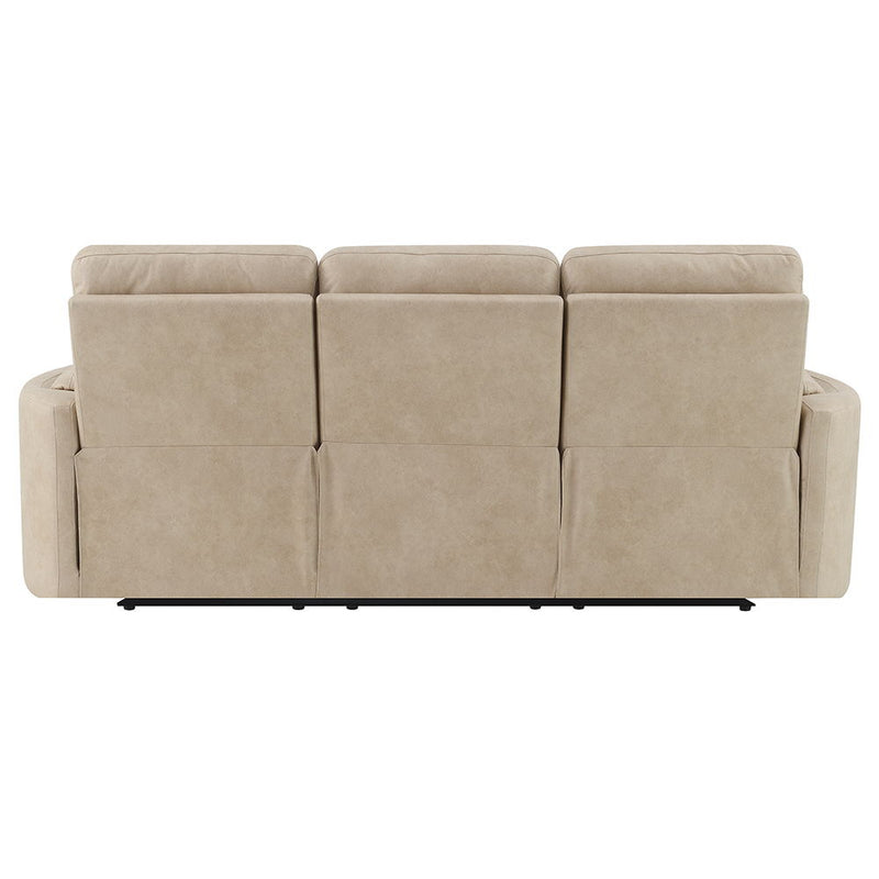 Elison - Motion Sofa - Dark Beige Polish Microfiber - R&R Furniture Gallery (Fountain Valley, CA)