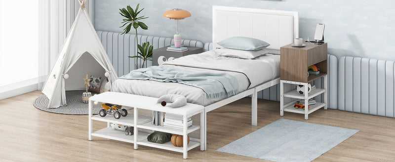 Platform Bed With 2 Tier Storage Shelves, Storage Cabinet - R&R Furniture Gallery (Fountain Valley, CA)