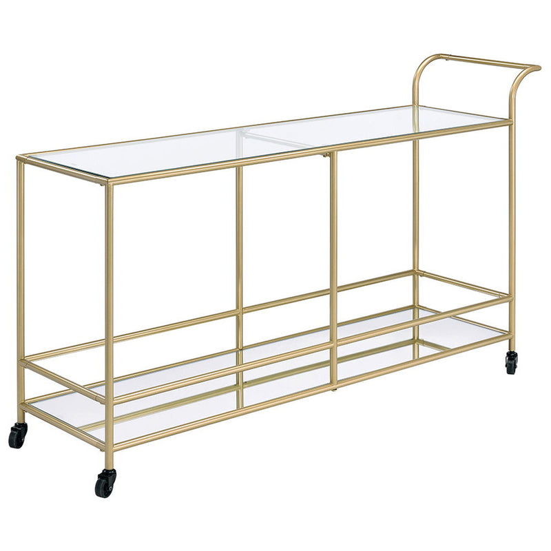 Kenda - Serving Cart - Clear Glass, Mirrored & Gold - R&R Furniture Gallery (Fountain Valley, CA)