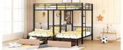 Triple Bunk Bed With Drawers, Multi-Functional Frame With Desks And Shelves In The Middle - R&R Furniture Gallery (Fountain Valley, CA)