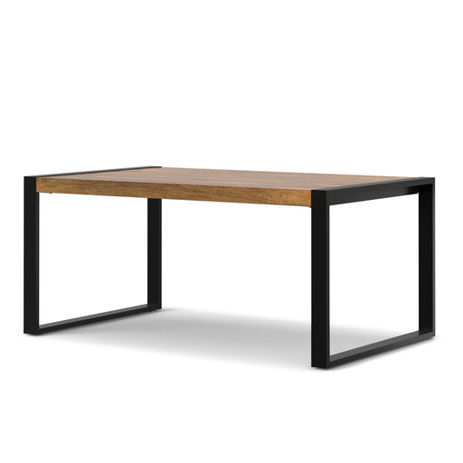 Simpli-Home Mckenzie crafted dining table with wooden finish, showcasing a sturdy rectangular design and modern dining room setting.