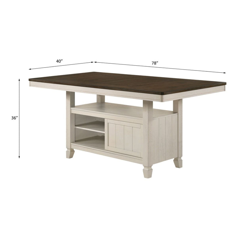 Tasnim - Counter Dining Table - Oak & Antique White - R&R Furniture Gallery (Fountain Valley, CA)