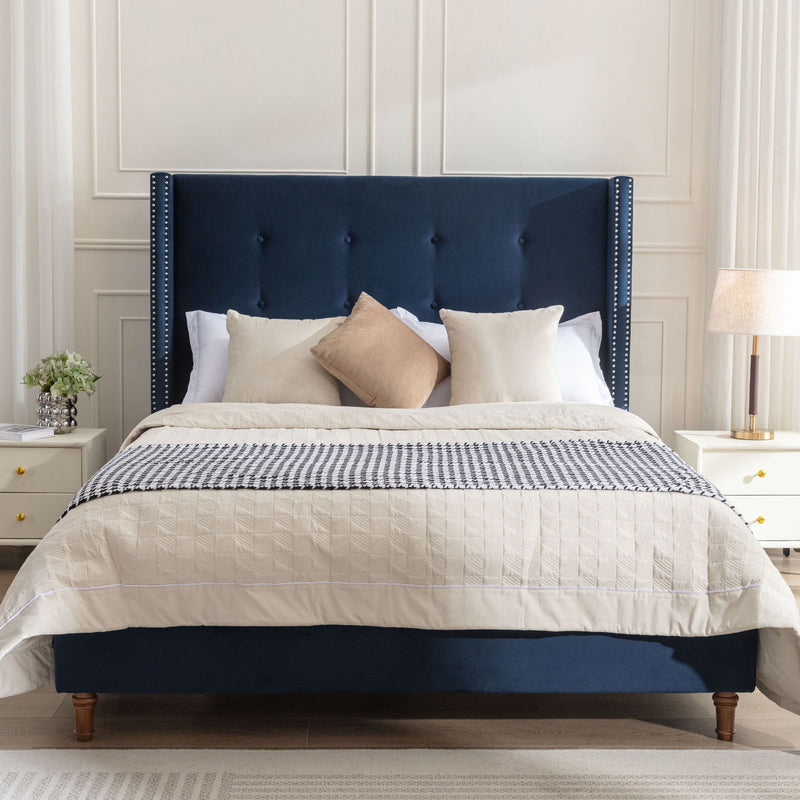 Peyton - Upholstered Bed With 54" High Headboard, Traditional Hand Buttoned Tufting - R&R Furniture Gallery (Fountain Valley, CA)