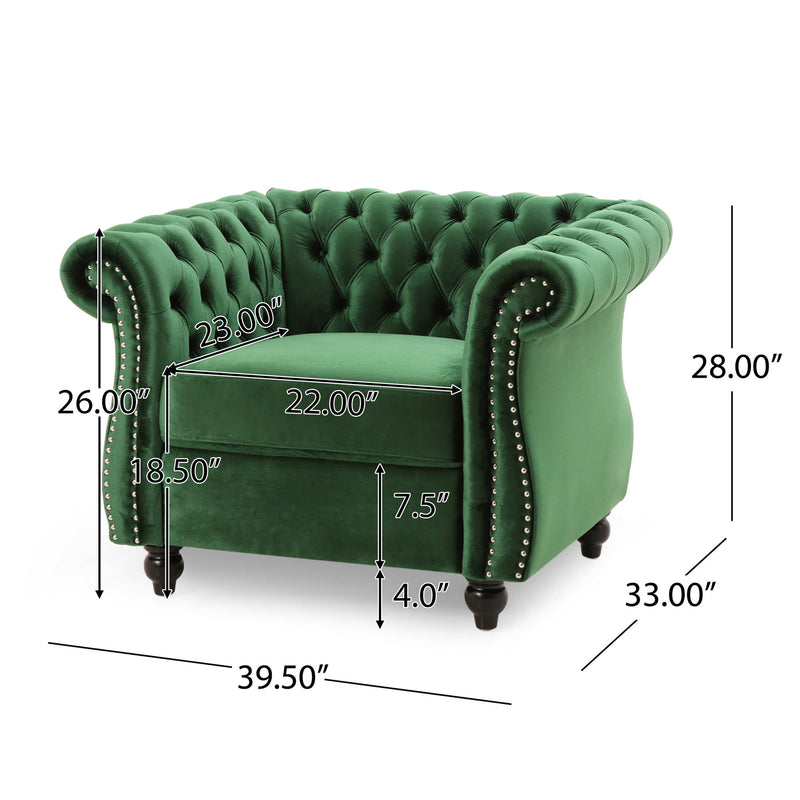 Nexuson - Upholstered Chesterfield Chair With Deep Tufted And Nailhead Trim - R&R Furniture Gallery (Fountain Valley, CA)