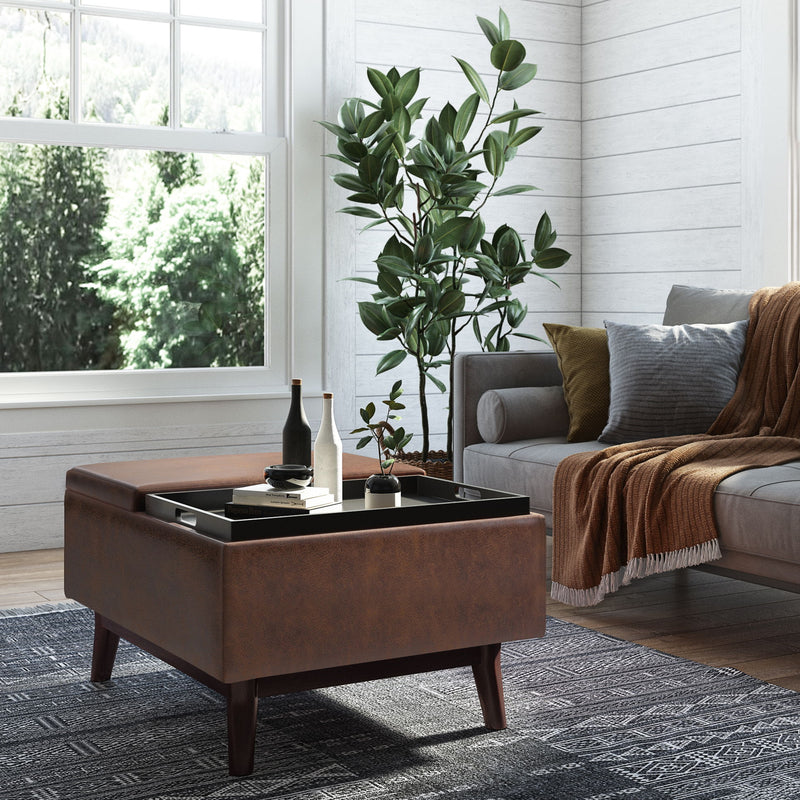 Owen - Tray Top Small Coffee Table Upholstered Storage Ottoman - R&R Furniture Gallery (Fountain Valley, CA)
