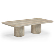 Tyche - Indoor / Outdoor Concrete Rectangular Coffee Table - Faux Travertine - R&R Furniture Gallery (Fountain Valley, CA)