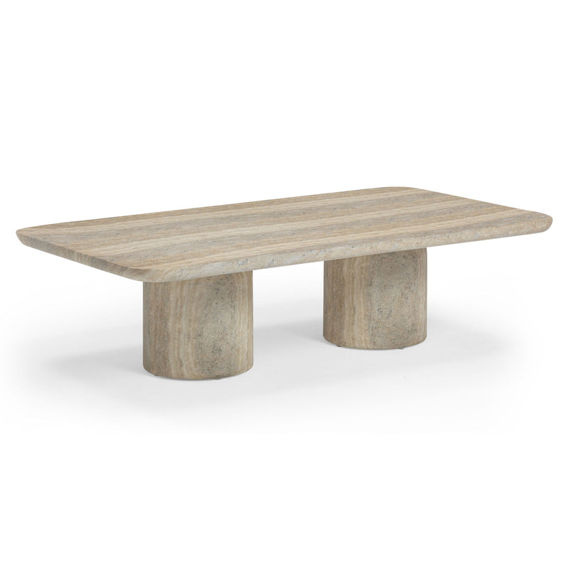 Tyche - Indoor / Outdoor Concrete Rectangular Coffee Table - Faux Travertine - R&R Furniture Gallery (Fountain Valley, CA)