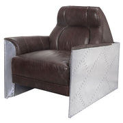 Brancaster - Accent Chair - Espresso Top Grain Leather & Aluminum - R&R Furniture Gallery (Fountain Valley, CA)