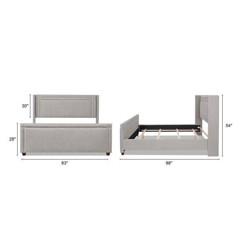 Elle - Wingback Upholstered King Bed - Silver Gray - R&R Furniture Gallery (Fountain Valley, CA)