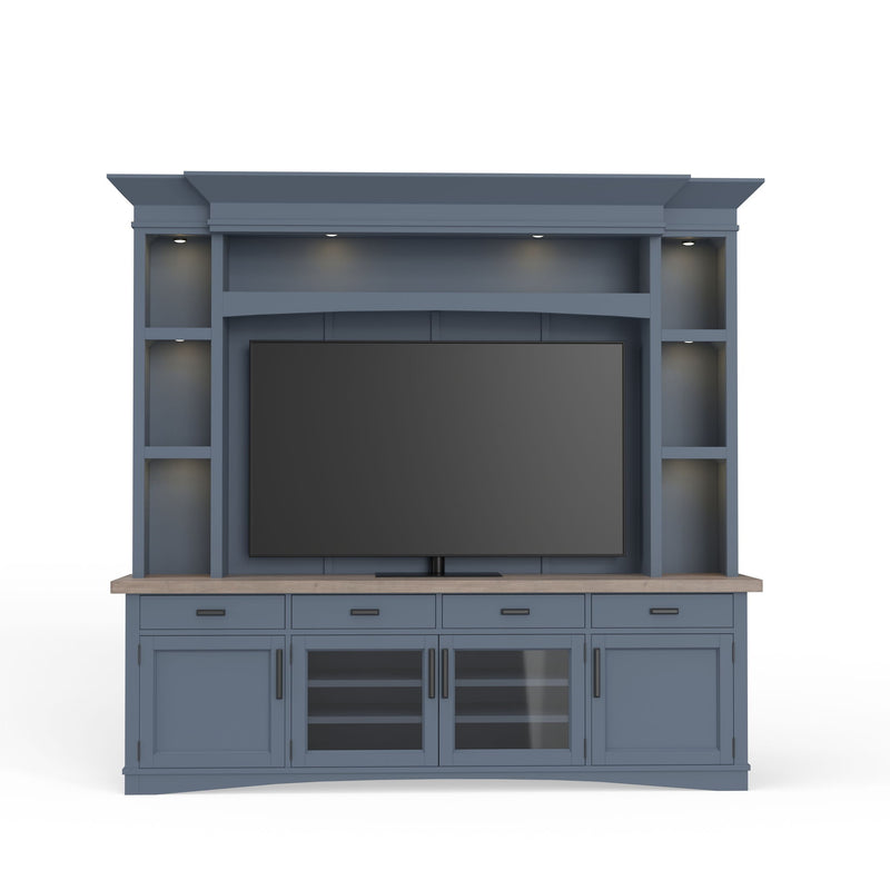Americana Modern - TV Console with Hutch, Backpanel and LED Lights - R&R Furniture Gallery (Fountain Valley, CA)