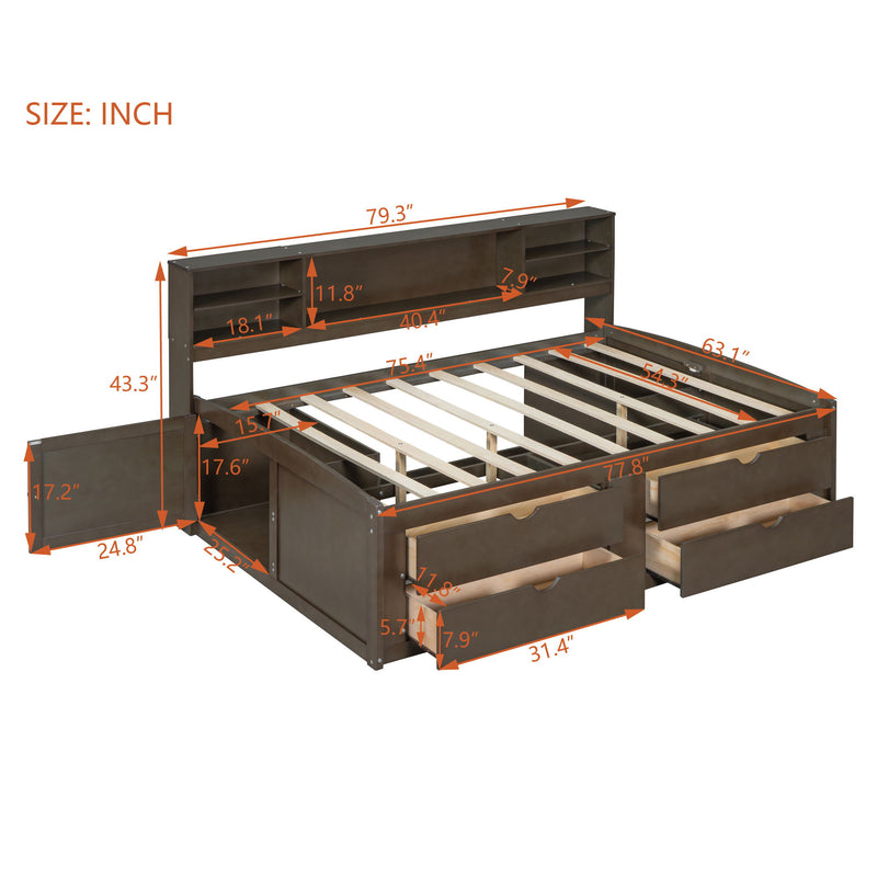Daybed With 2 Bedside Cabinets, Upper Shelves And 4 Drawers - R&R Furniture Gallery (Fountain Valley, CA)