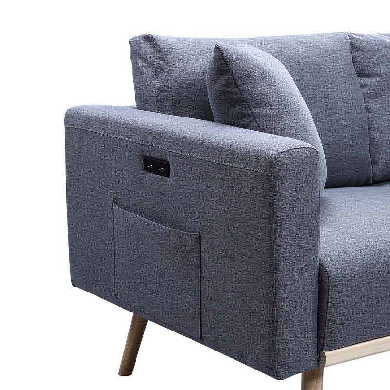 Easton - Fabric Sofa With USB Charging Ports Pockets And Pillows - R&R Furniture Gallery (Fountain Valley, CA)