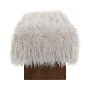Brown and beige long-haired faux wool upholstered bench by Noble House, showcasing plush, textured fabric and sturdy wooden legs.