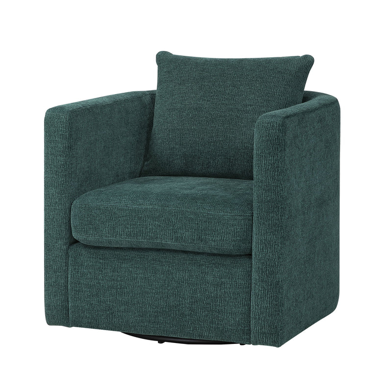 Sutton - Swivel Barrel Chair - Peacock - R&R Furniture Gallery (Fountain Valley, CA)