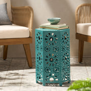 Noble House Eliana side table with a sleek wooden surface and modern metal legs, ideal for living room or bedroom decor.