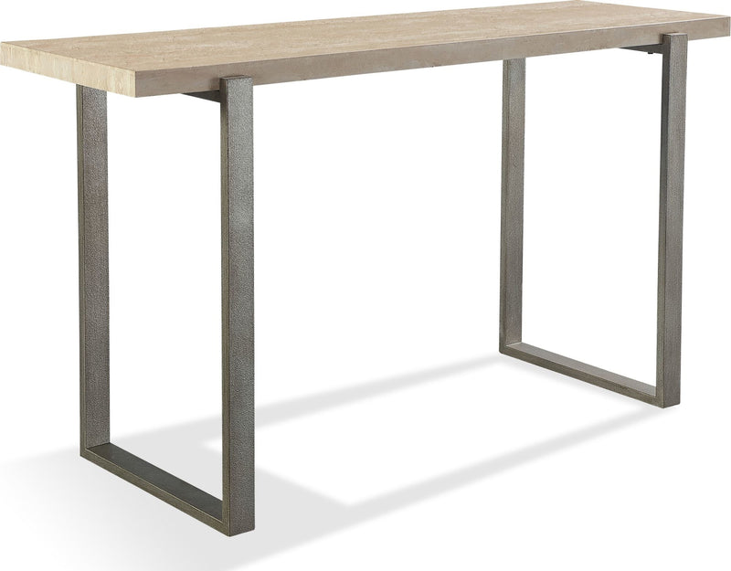 Ariela Natural Travertine Console Table with Bronze Metal Base