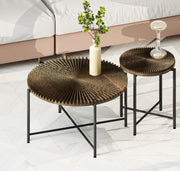 Radial - Pattern Coffee And End Table Set Waterproof Cover, Distressed Cylindrical Design (Set of 2) - R&R Furniture Gallery (Fountain Valley, CA)