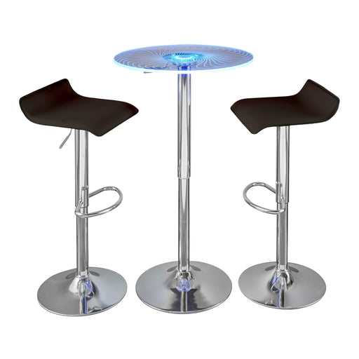 Lumi Source Spyra Ale 3-piece contemporary adjustable bar set with modern design, featuring a bar table and matching stools.