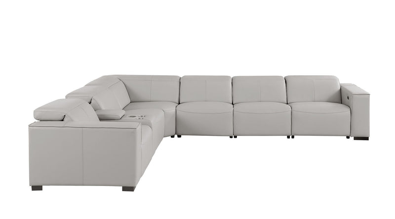 1208 - 7 Piece L-Shaped Leather Reclining Sectional With 3 Power Recliners