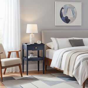 Foley - 1 Drawer Nightstand With Pull - Dark Blue