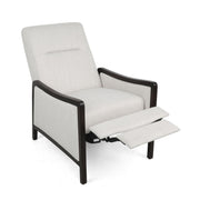 Contemporary Noble House Drury fabric upholstered pushback recliner with padded armrests and plush cushioning.