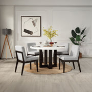 Edwyn - Round Dining Table - White Natural Marble Top & Espresso - R&R Furniture Gallery (Fountain Valley, CA)