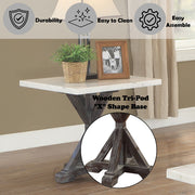 Romina - End Table - White Marble Top & Weathered Espresso - R&R Furniture Gallery (Fountain Valley, CA)