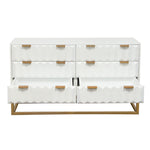 Spectrum 6-Drawer Solid Mango Wood Dresser in White Finish w/ Gold Finished Iron Legs by Diamond Sofa