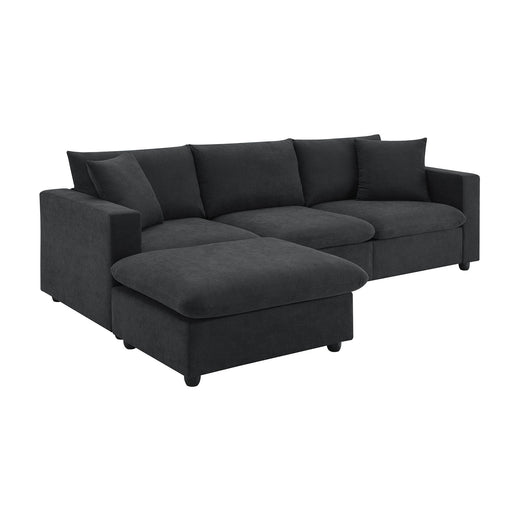 Modern Sectional Sofa With Throw Pillows, Cloud L Shaped Couch Set With Wide 4 Seat Comfy Couch Set With Movable Ottoman - R&R Furniture Gallery (Fountain Valley, CA)