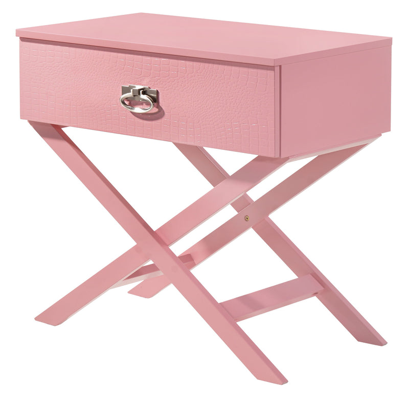 Durable Glory Furniture accent nightstand with a wooden finish, featuring a single drawer and open shelf for bedroom storage.