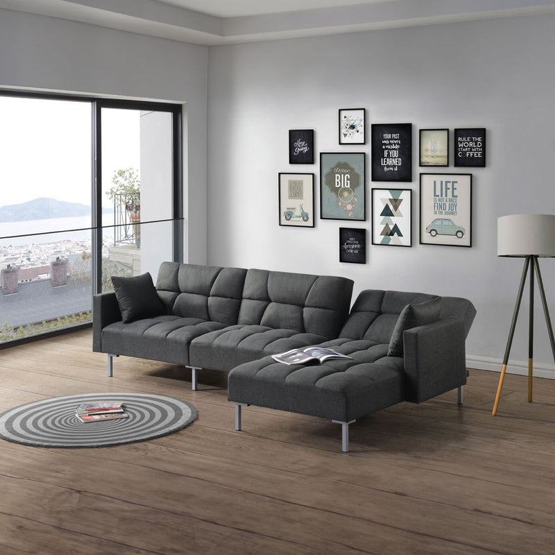 Duzzy - Sectional Sofa - Dark Gray Fabric - R&R Furniture Gallery (Fountain Valley, CA)