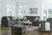 Signature Design by Ashley Lonoke living room set with stationary sofas and loveseats, featuring plush fabric and modern design.