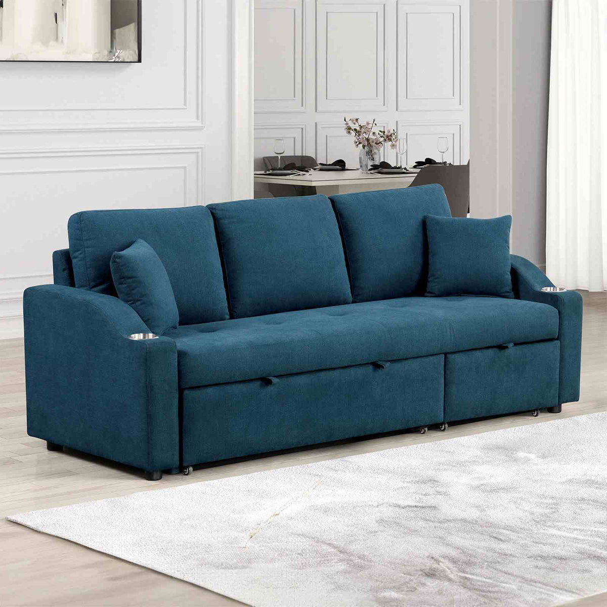 Royden - Sleeper Sofa w/ Cupholder, Blue