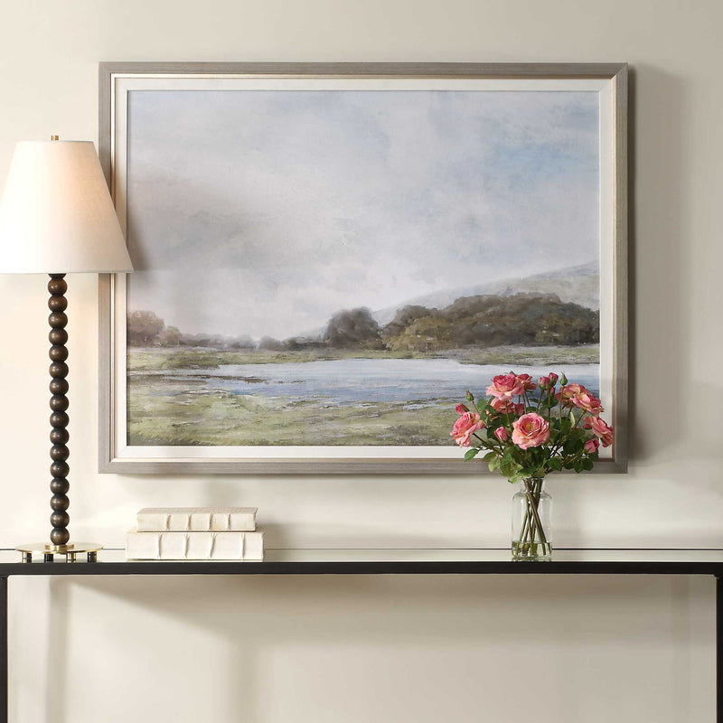 Restful Vista-Awe - Landscape Art - Black / Blue / Brown / Gold / Gray / Green / Woodtone