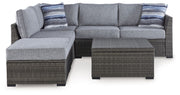 Petal Road - Loveseat Sectional, Ottoman, Table Set (Set of 4) - Gray - R&R Furniture Gallery (Fountain Valley, CA)