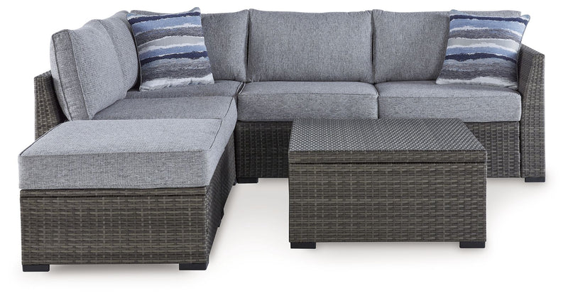 Petal Road - Loveseat Sectional, Ottoman, Table Set (Set of 4) - Gray - R&R Furniture Gallery (Fountain Valley, CA)