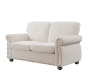 Soft Loveseat, Upholstered 2 Seater Couch, Loose Back Cushions And Turned Legs - R&R Furniture Gallery (Fountain Valley, CA)