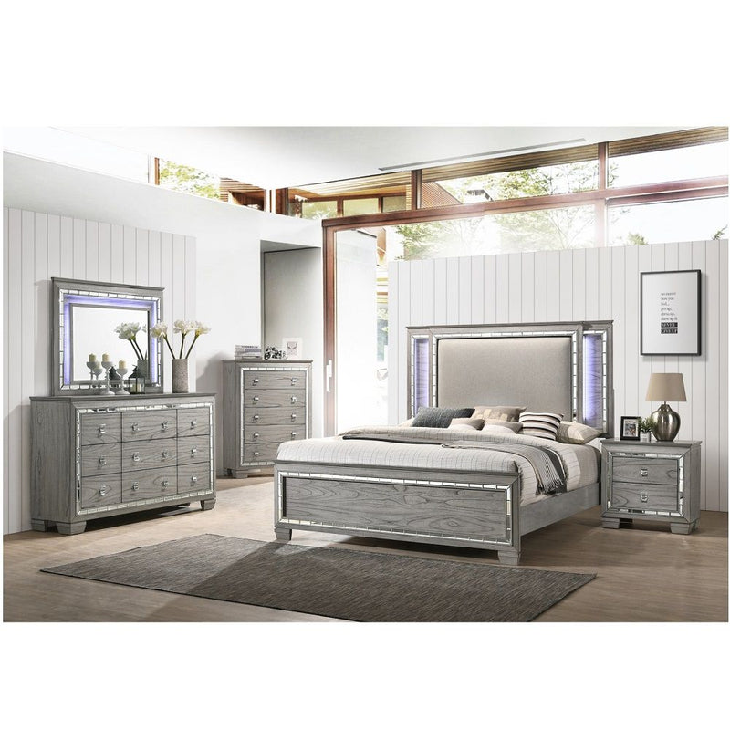Antares - Mirror With LED - Light Gray Oak - R&R Furniture Gallery (Fountain Valley, CA)