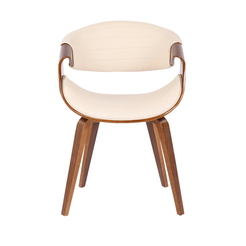 Lumi Source Symphony mid-century modern dining side chair with wooden legs and upholstered seat and back in a stylish design.