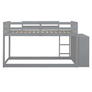 DreamHaus bunk bed with four drawers and three shelves, featuring sturdy wood construction and space-saving design for kids' bedroom.