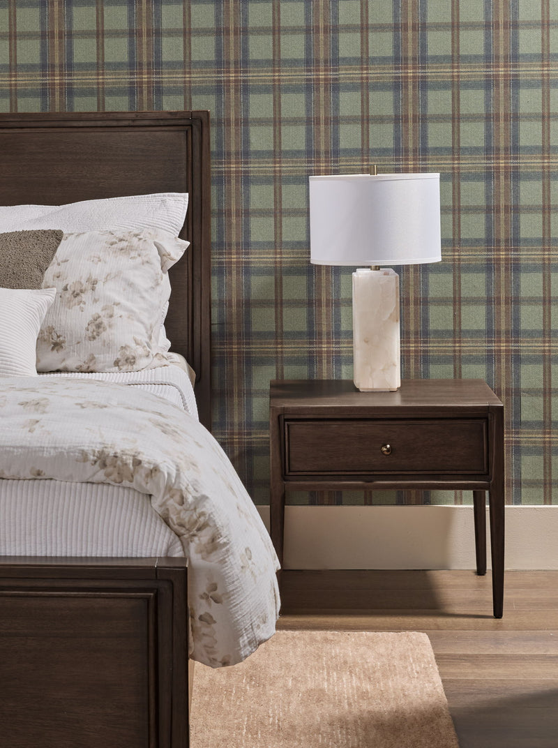Modus Carlisle 1 Drawer Nightstand with Ceramic Melamine top, showcasing a sleek standalone bedroom furniture piece.