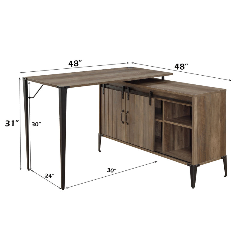 Zakwani - 48" Writing Desk With USB - Rustic Oak & Black - R&R Furniture Gallery (Fountain Valley, CA)