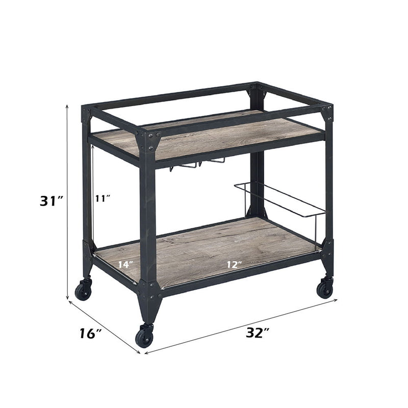 Jorgensen - Serving Cart - Rustic Oak & Charcoal - R&R Furniture Gallery (Fountain Valley, CA)